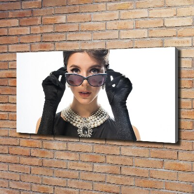 Cuadro canvas moderno de gran formato horizontal Mujer con gafas