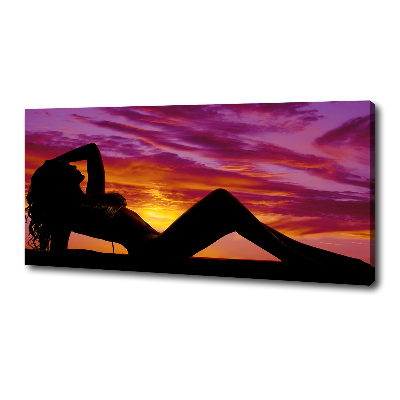 Cuadro canvas moderno de gran formato horizontal silueta de una mujer