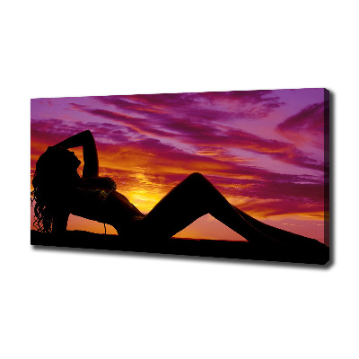 Cuadro canvas moderno de gran formato horizontal silueta de una mujer