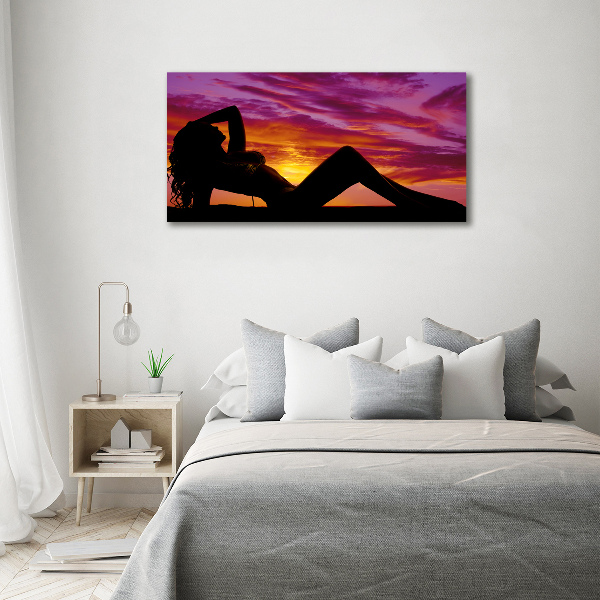 Cuadro canvas moderno de gran formato horizontal silueta de una mujer
