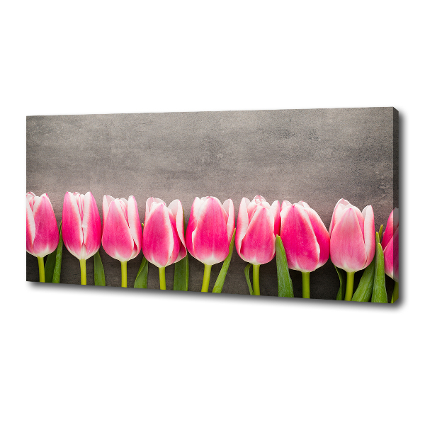 Cuadro canvas con impresión uv duradera horizontal tulipanes rosados