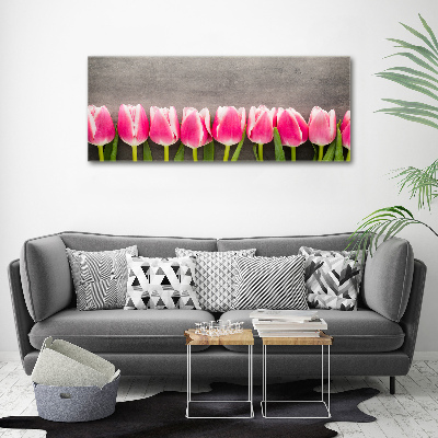 Cuadro canvas con impresión uv duradera horizontal tulipanes rosados