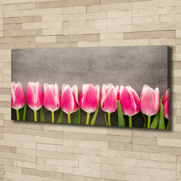 Cuadro canvas con impresión uv duradera horizontal tulipanes rosados