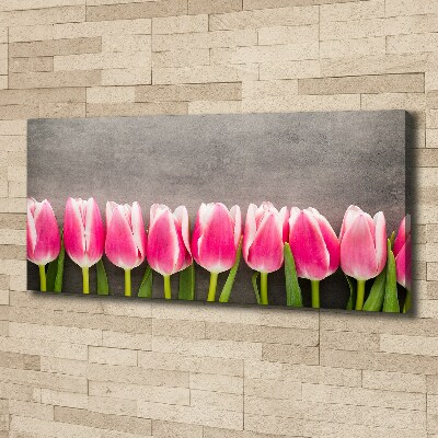 Cuadro canvas con impresión uv duradera horizontal tulipanes rosados