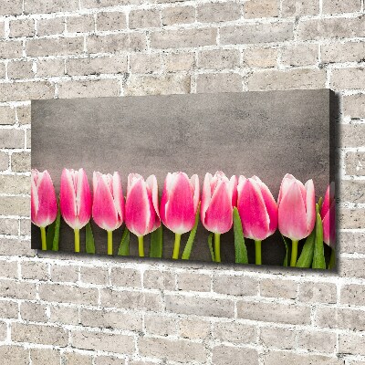 Cuadro canvas con impresión uv duradera horizontal tulipanes rosados