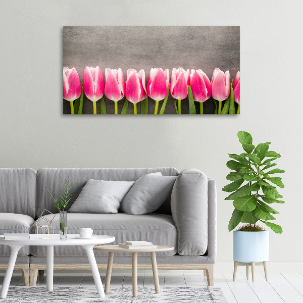 Cuadro canvas con impresión uv duradera horizontal tulipanes rosados