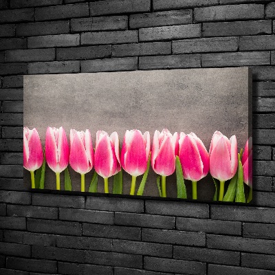Cuadro canvas con impresión uv duradera horizontal tulipanes rosados
