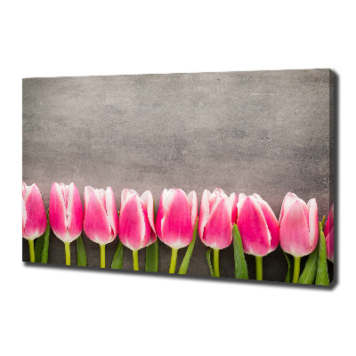 Cuadro canvas con impresión uv duradera horizontal tulipanes rosados