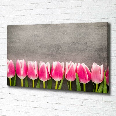 Cuadro canvas con impresión uv duradera horizontal tulipanes rosados