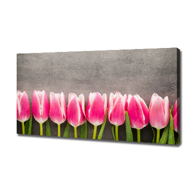 Cuadro canvas con impresión uv duradera horizontal tulipanes rosados