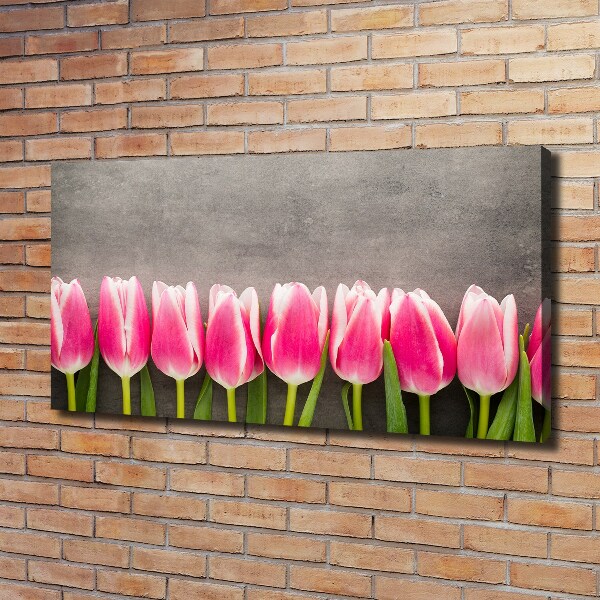 Cuadro canvas con impresión uv duradera horizontal tulipanes rosados