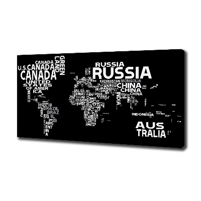 Foto en lienzo con acabado profesional horizontal Mapa del mundo con subtítulos