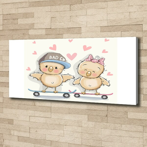 Foto obraz na płótnie Ptaki na deskorolce