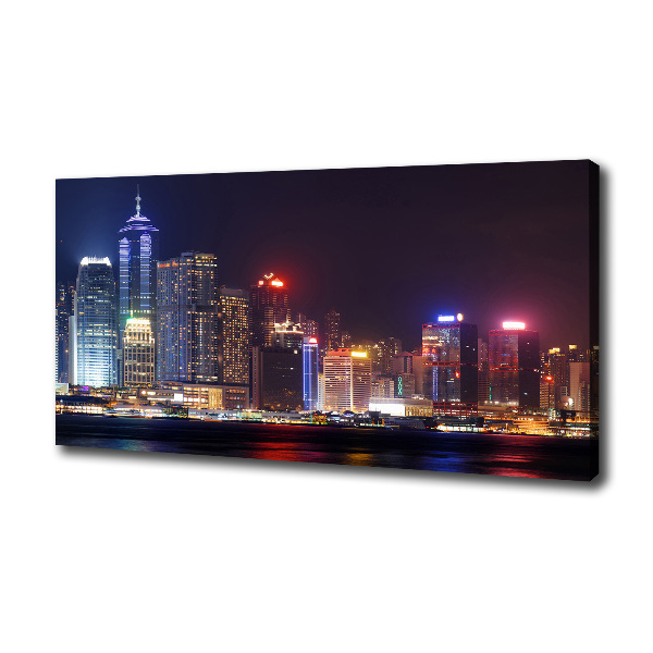 Cuadro canvas con impresión uv duradera horizontal Hong Kong de noche