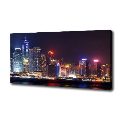 Cuadro canvas con impresión uv duradera horizontal Hong Kong de noche