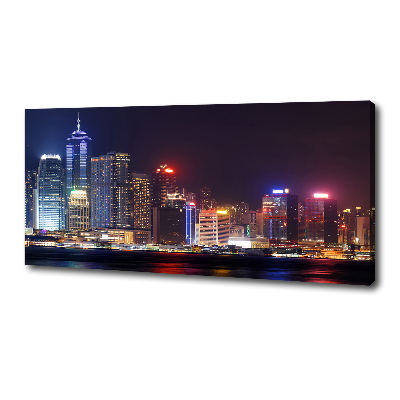 Cuadro canvas con impresión uv duradera horizontal Hong Kong de noche