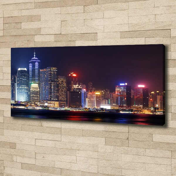 Cuadro canvas con impresión uv duradera horizontal Hong Kong de noche