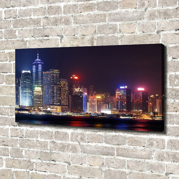 Cuadro canvas con impresión uv duradera horizontal Hong Kong de noche