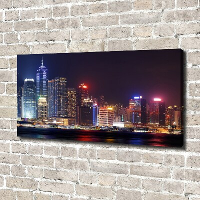 Cuadro canvas con impresión uv duradera horizontal Hong Kong de noche