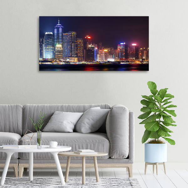 Cuadro canvas con impresión uv duradera horizontal Hong Kong de noche