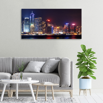 Cuadro canvas con impresión uv duradera horizontal Hong Kong de noche