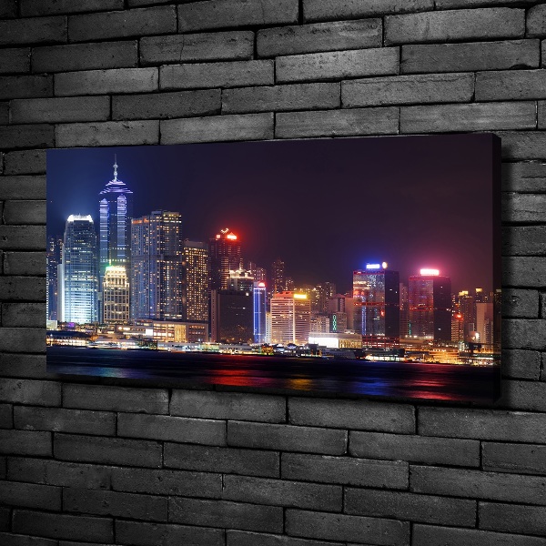 Cuadro canvas con impresión uv duradera horizontal Hong Kong de noche