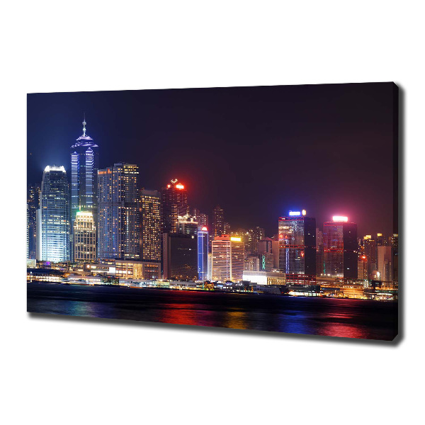 Cuadro canvas con impresión uv duradera horizontal Hong Kong de noche