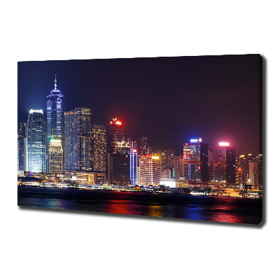 Cuadro canvas con impresión uv duradera horizontal Hong Kong de noche