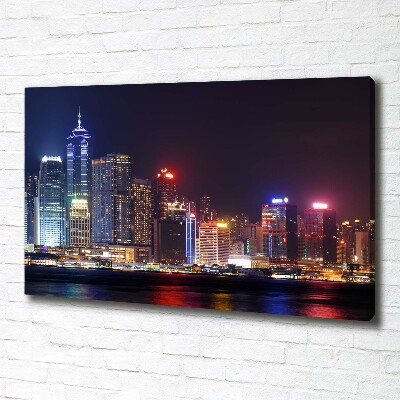 Cuadro canvas con impresión uv duradera horizontal Hong Kong de noche