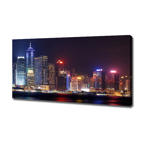Cuadro canvas con impresión uv duradera horizontal Hong Kong de noche