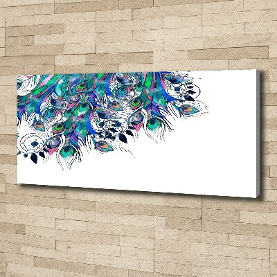 Foto en lienzo con acabado profesional horizontal plumas de pavo real