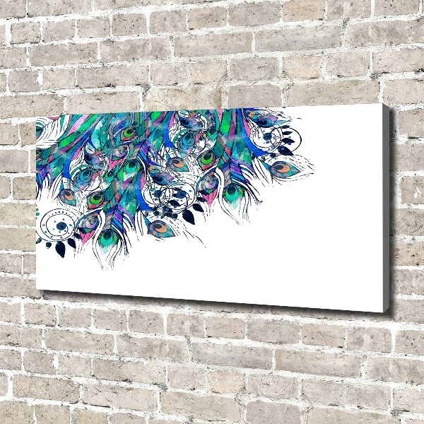 Foto en lienzo con acabado profesional horizontal plumas de pavo real