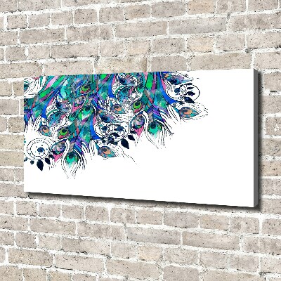 Foto en lienzo con acabado profesional horizontal plumas de pavo real