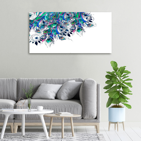 Foto en lienzo con acabado profesional horizontal plumas de pavo real