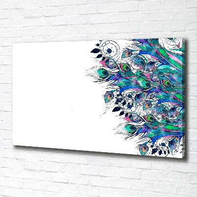 Foto en lienzo con acabado profesional horizontal plumas de pavo real