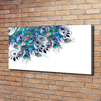 Foto en lienzo con acabado profesional horizontal plumas de pavo real