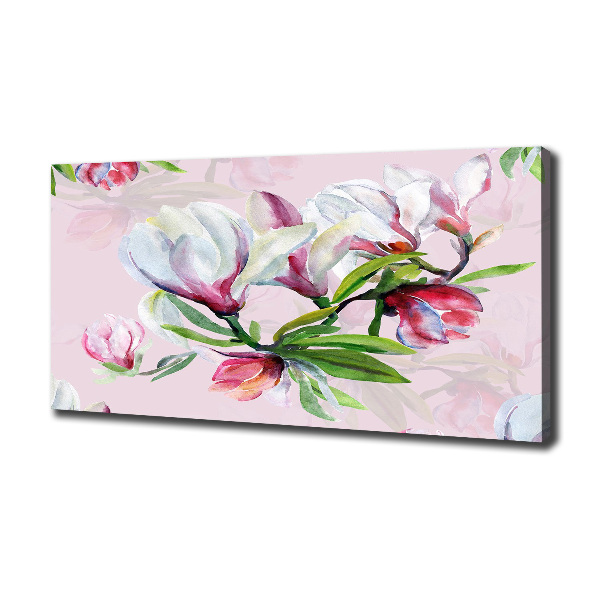 Cuadro canvas moderno de gran formato horizontal flores de magnolia