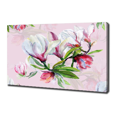 Cuadro canvas moderno de gran formato horizontal flores de magnolia