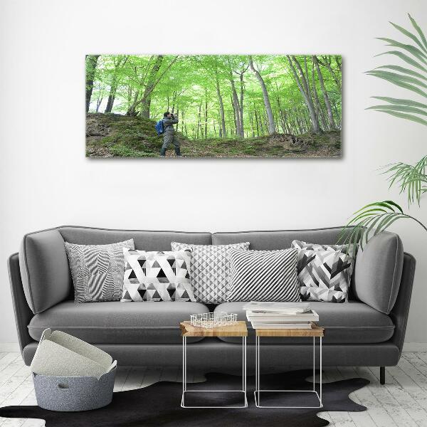 Cuadro canvas con impresión uv duradera horizontal Ornitólogo en el bosque