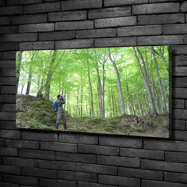 Cuadro canvas con impresión uv duradera horizontal Ornitólogo en el bosque
