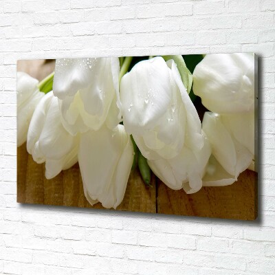 Foto en lienzo con acabado profesional horizontal tulipanes blancos