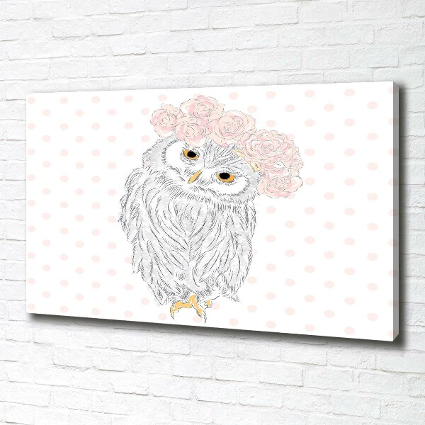Cuadro canvas con impresión uv duradera horizontal Búho en una corona