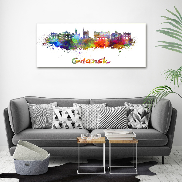 Cuadro canvas moderno de gran formato horizontal Gdansk colorida