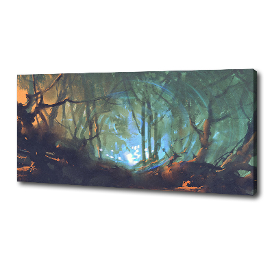 Cuadro canvas moderno de gran formato horizontal Bosque místico