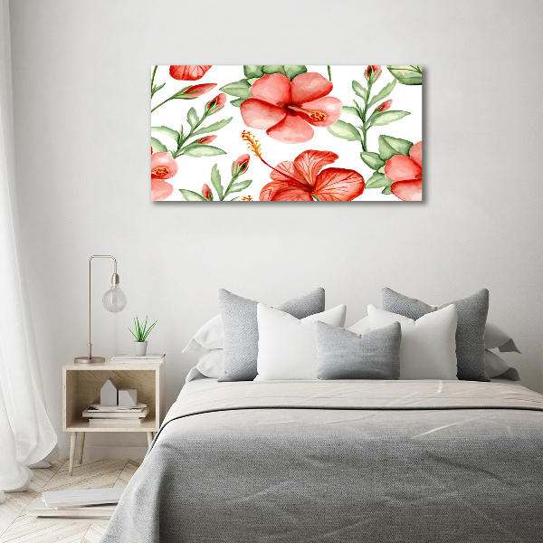 Cuadro canvas con impresión uv duradera horizontal flores tropicales