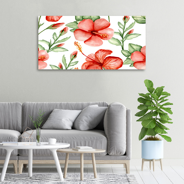 Cuadro canvas con impresión uv duradera horizontal flores tropicales