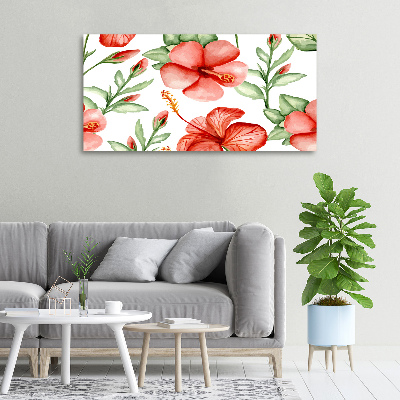 Cuadro canvas con impresión uv duradera horizontal flores tropicales