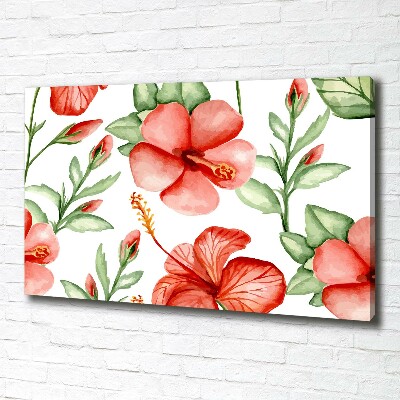Cuadro canvas con impresión uv duradera horizontal flores tropicales