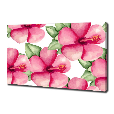Cuadro canvas moderno de gran formato horizontal flores tropicales