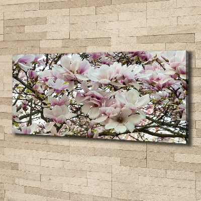 Cuadro canvas moderno de gran formato horizontal flores de magnolia